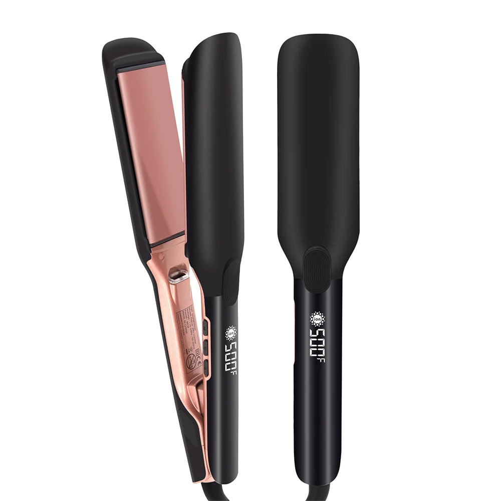 500F Hair Straightener High Temperature Flat Irons Wide Plate Plasma Ions for Keratin Treatment Frizzy Hair Recovers Damaged