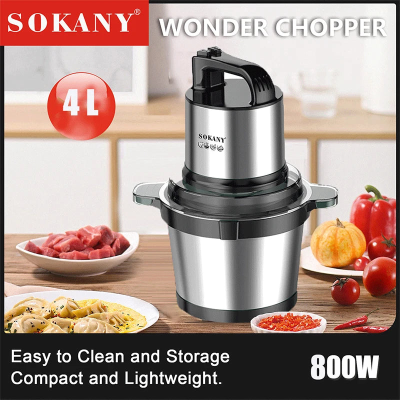 Meat Grinder Kitchen Chopper 3 Gear Electric Meat Grinders Stainless Steel Vegetable Food Processor Blender Mixer Garlic Crusher