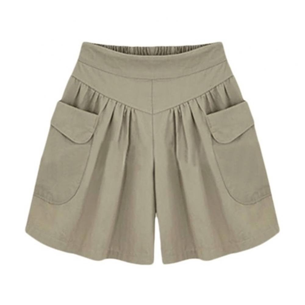 40%HOT Summer Women Solid Color Elastic Waist Casual Loose Shorts with Pocket