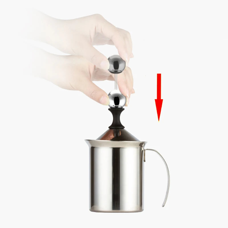 Stainless Milk Frother 400ML Double Mesh Milk Creamer Milk Foam For Cofffee Milk Egg Beater Kitchen Tool Coffee Mixe Frother