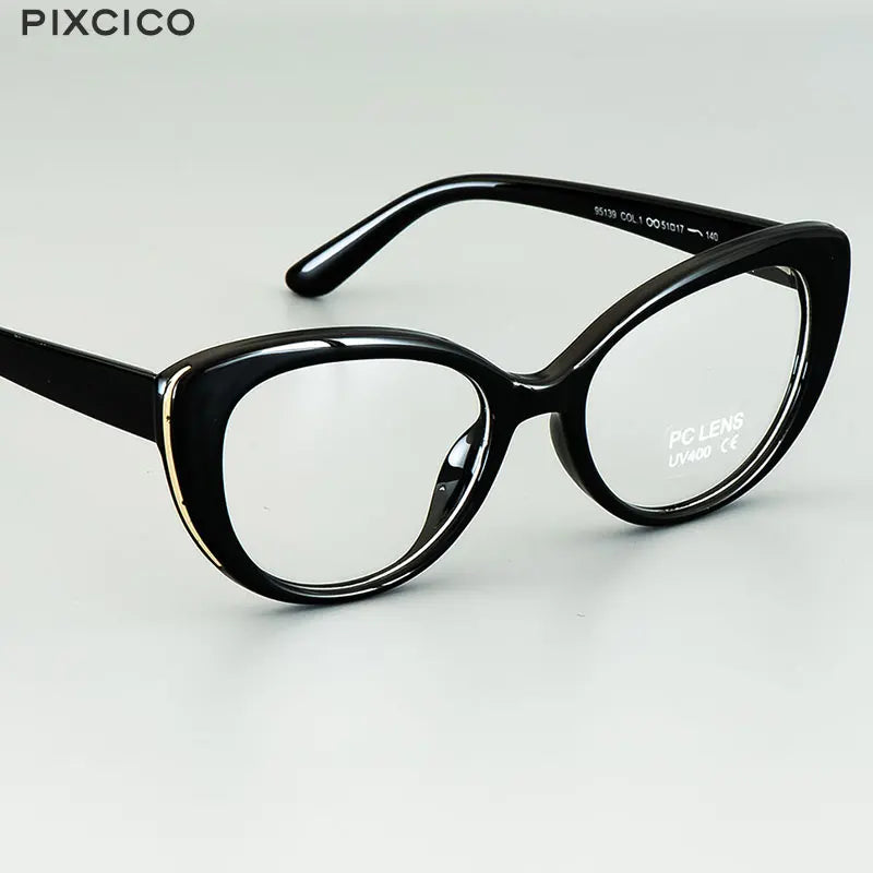 Pixcico 45677 Cat Eye Glasses Frames Women Optical Fashion Computer Glasses Customized prescription glasses