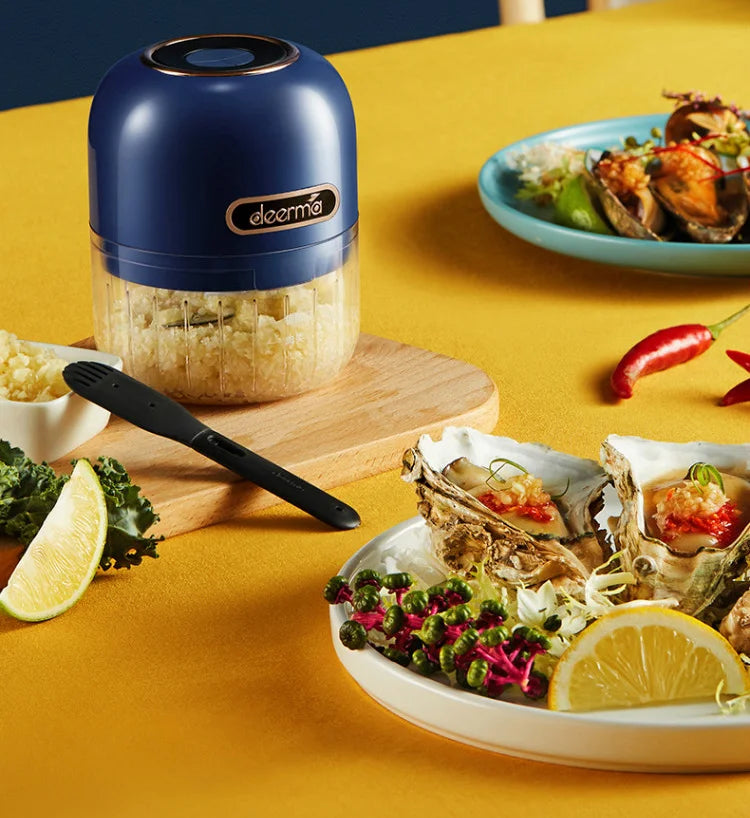 Deerma Electric Garlic Food Vegetable Chopper Squeezer Meat Grinder Wireless Mini Crushed Garlic Masher Machine Kitchen Gadget