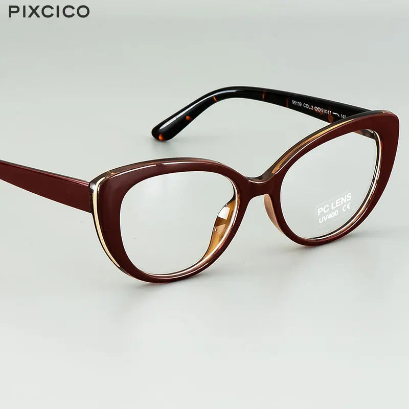 Pixcico 45677 Cat Eye Glasses Frames Women Optical Fashion Computer Glasses Customized prescription glasses