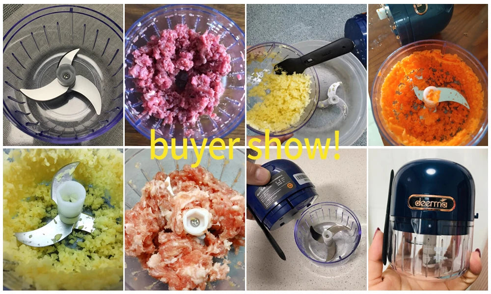 Deerma Electric Garlic Food Vegetable Chopper Squeezer Meat Grinder Wireless Mini Crushed Garlic Masher Machine Kitchen Gadget