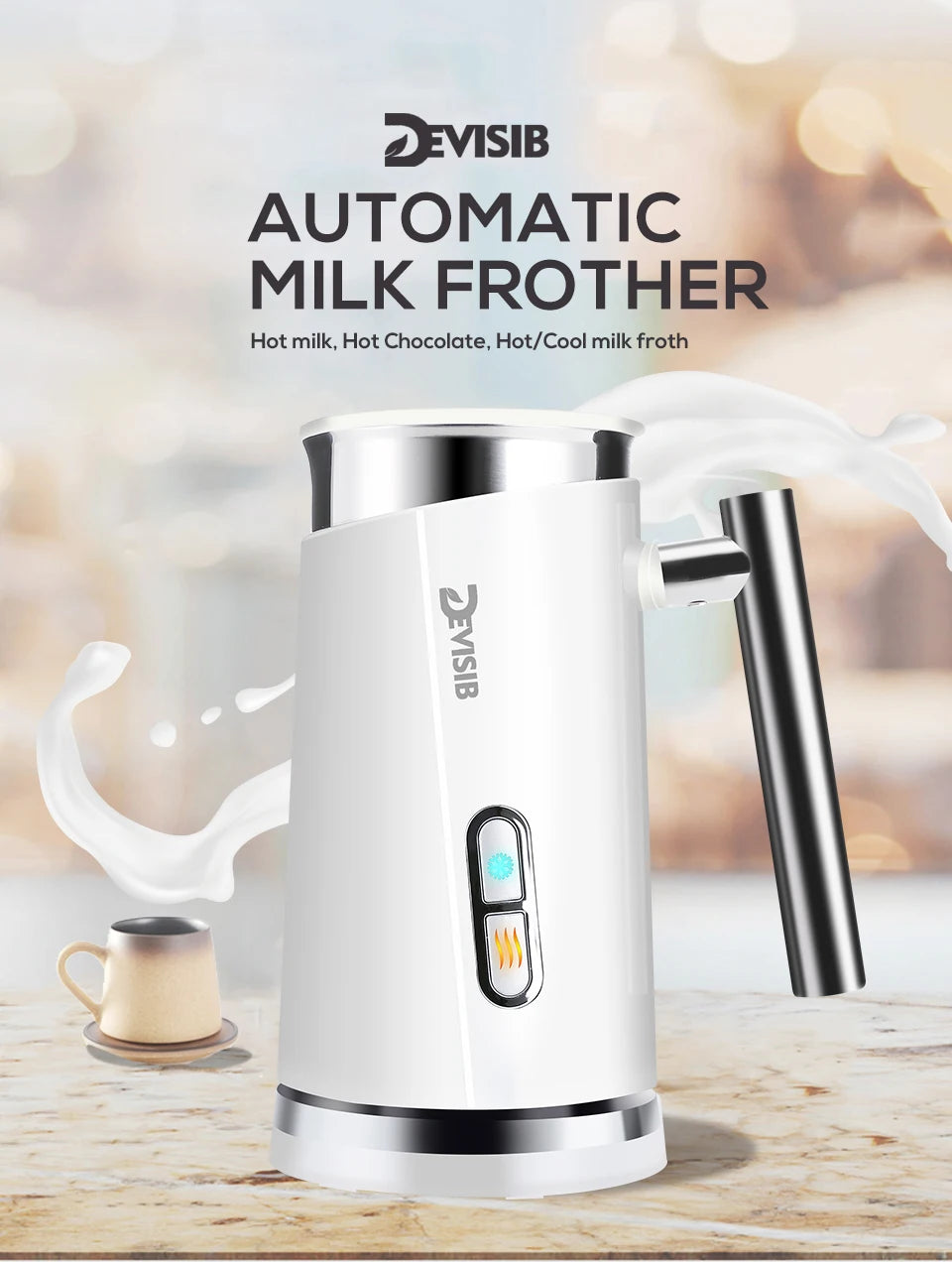 DEVISIB Automatic Milk Frother Electric Hot and Cold for Making Latte Cappuccino Coffee Frothing Foamer Kitchen Appliances 220V