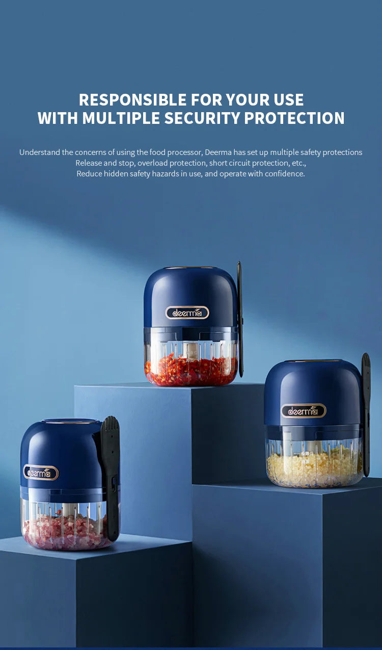 Deerma Electric Garlic Food Vegetable Chopper Squeezer Meat Grinder Wireless Mini Crushed Garlic Masher Machine Kitchen Gadget