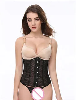Solid Black Champagne-Colored Corset 26 Steel Boned underbust Corselet Women Cupless Chest Binder Bustier