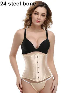 Solid Black Champagne-Colored Corset 26 Steel Boned underbust Corselet Women Cupless Chest Binder Bustier