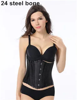 Solid Black Champagne-Colored Corset 26 Steel Boned underbust Corselet Women Cupless Chest Binder Bustier