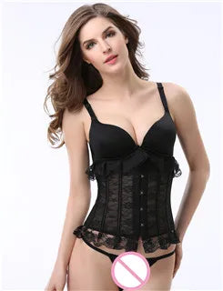 Solid Black Champagne-Colored Corset 26 Steel Boned underbust Corselet Women Cupless Chest Binder Bustier