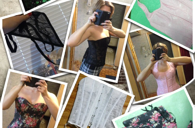 Solid Black Champagne-Colored Corset 26 Steel Boned underbust Corselet Women Cupless Chest Binder Bustier