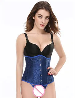Solid Black Champagne-Colored Corset 26 Steel Boned underbust Corselet Women Cupless Chest Binder Bustier