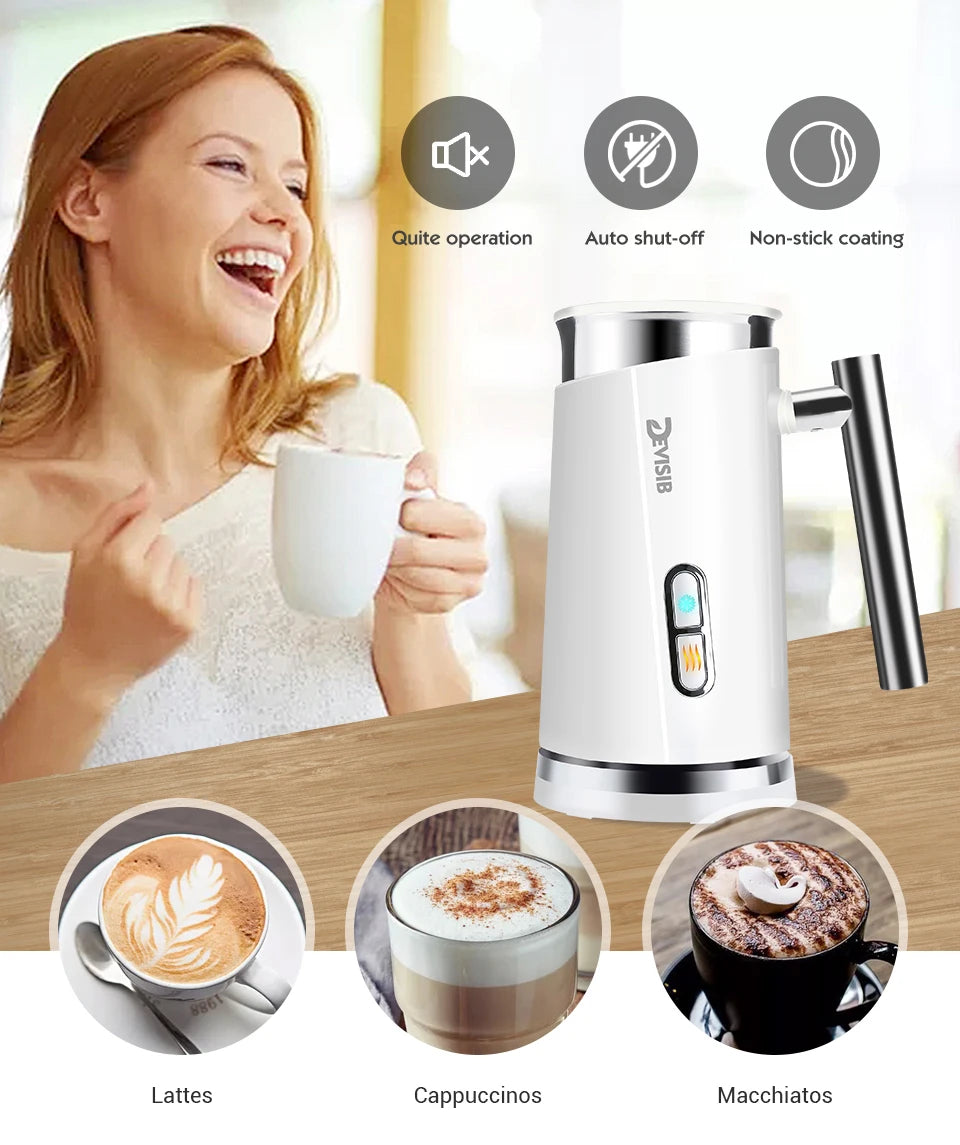 DEVISIB Automatic Milk Frother Electric Hot and Cold for Making Latte Cappuccino Coffee Frothing Foamer Kitchen Appliances 220V