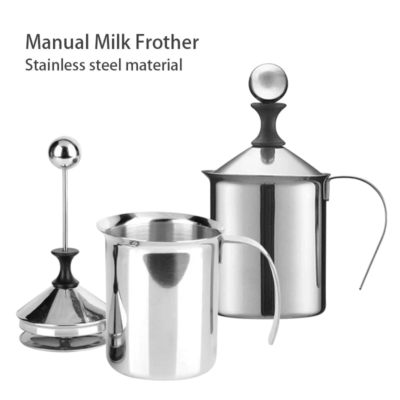 Stainless Milk Frother 400ML Double Mesh Milk Creamer Milk Foam For Cofffee Milk Egg Beater Kitchen Tool Coffee Mixe Frother