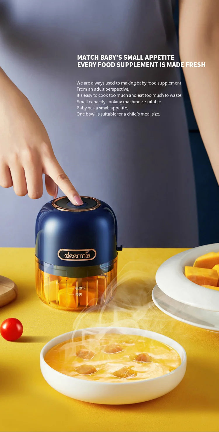 Deerma Electric Garlic Food Vegetable Chopper Squeezer Meat Grinder Wireless Mini Crushed Garlic Masher Machine Kitchen Gadget