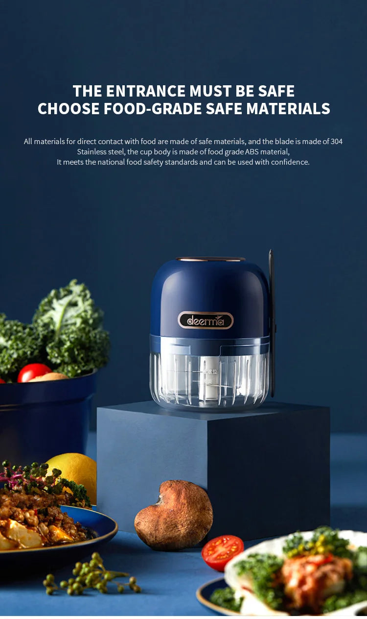 Deerma Electric Garlic Food Vegetable Chopper Squeezer Meat Grinder Wireless Mini Crushed Garlic Masher Machine Kitchen Gadget