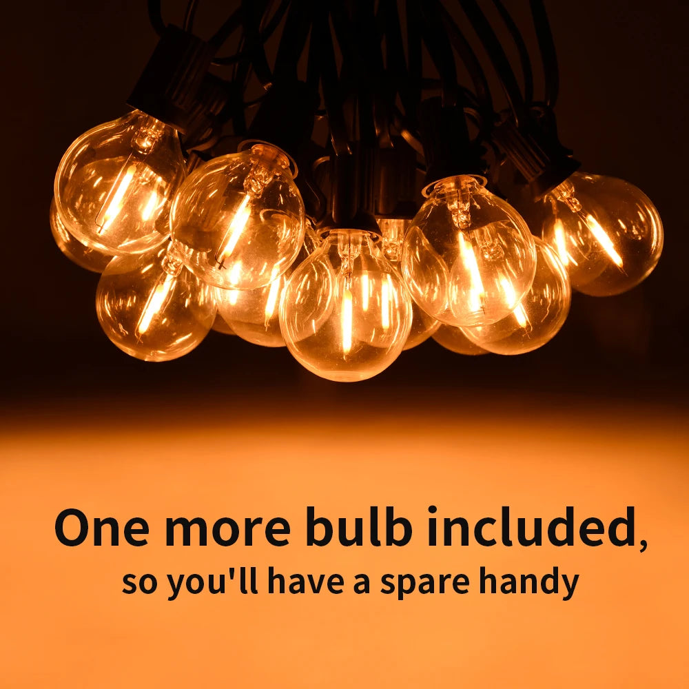 30M LED Fairy String Light Outdoor Birthday Party Light String G40 Patio Garden Light Clear Vintage Bulb Chain For Wedding Decor