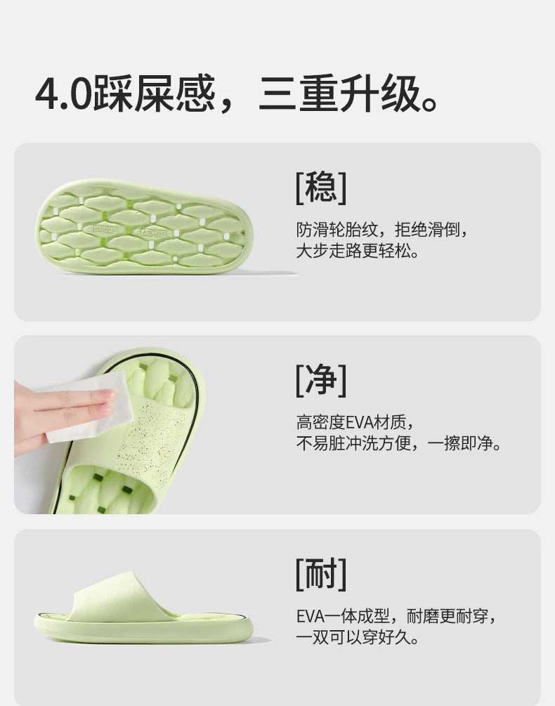 Women's slippers Non-slip leaky bathroom Slippers Casual men's slippers Deodorant beach shoes Soft soled couple flat sandals