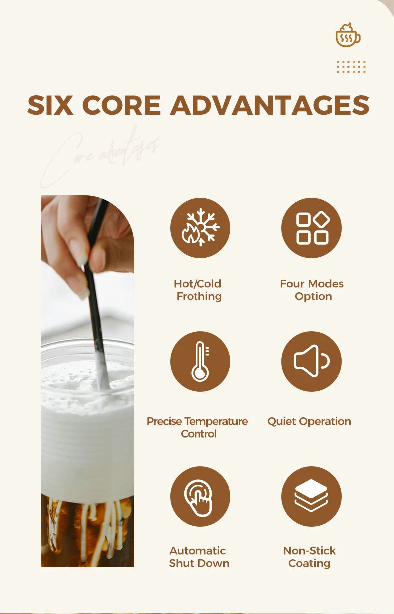 Cafelffe 4in1 Electric Milk Frother Frothing Foamer Chocolate Mixer Cold/Hot Latte Cappuccino Automatic foam milk heater Warmer
