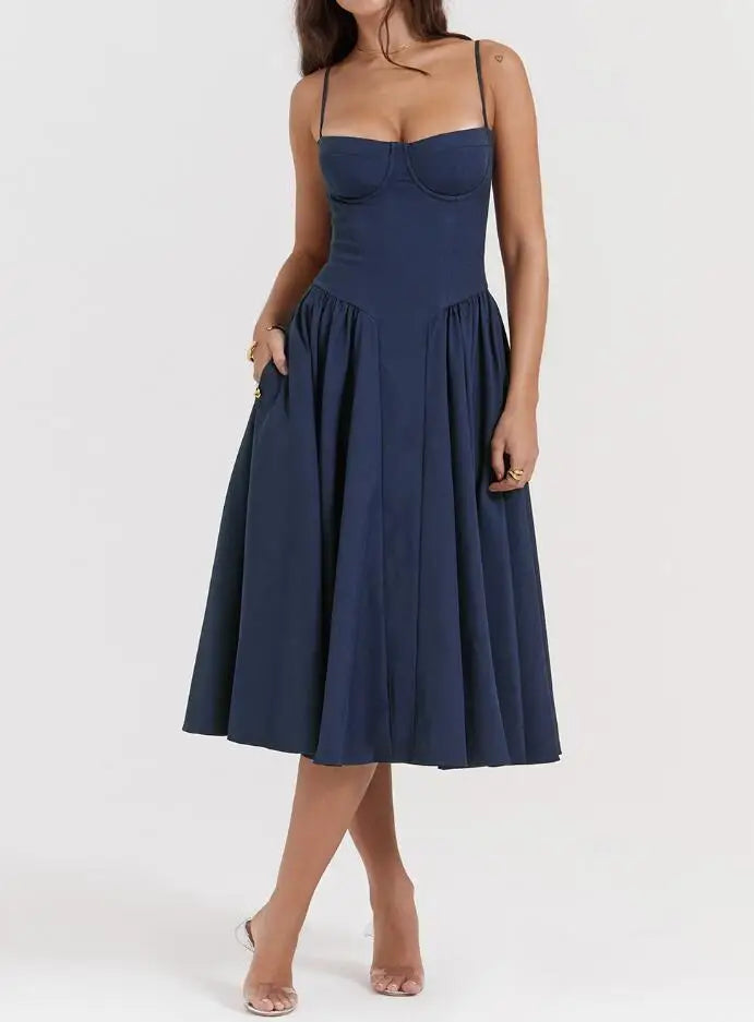 New Fashion Sexy Backless One Cut Collar Strap Solid Color Slim Fit Dress For Women,4 Colors