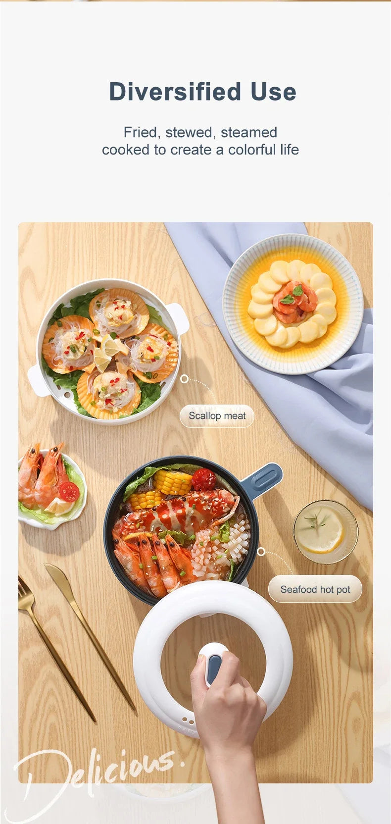 NEW Home Electric Rice Cooker Mini Multi Functional Cooking Pot 1.7L Smart Non Stick Pot 1-3 Person Kitchen Steaming Pot Hot Pot