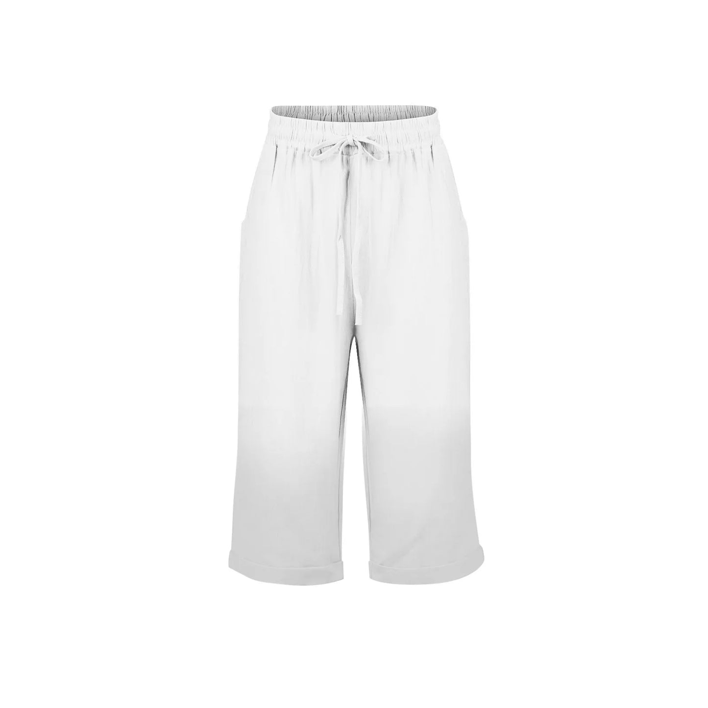Womens Summer Elastic Waist Pocket Pocket Solid Color Cotton Linen Wide Leg Pants Loose Pants Pants for Women Women’s Pants