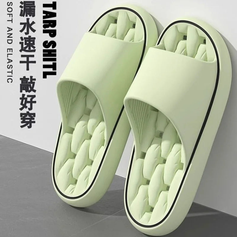 Women's slippers Non-slip leaky bathroom Slippers Casual men's slippers Deodorant beach shoes Soft soled couple flat sandals