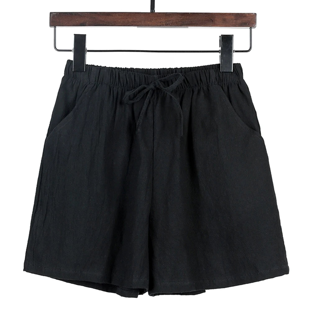 Short Pants Shorts Daily Female Loose Slight Stretch Solid Color Streetwear With Pockets Breathable Casual Gym