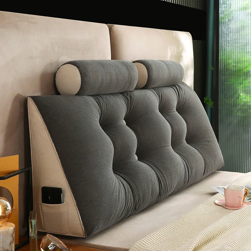 Corduroy Headboard Pillow Triangle Cushion Backrest Pain Relief Sofa Waist Cushion Wedge Sleeping Pillows for Bed Decorative 이불