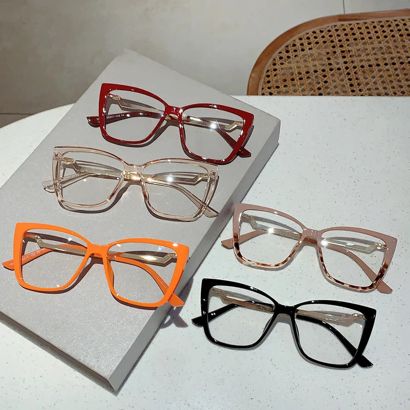 KAMMPT Vintage Cat Eye Women Glasses New Stylish Ultralight Eyeglasses Trendy Brand Designer High Quality Eyewear for Decoration