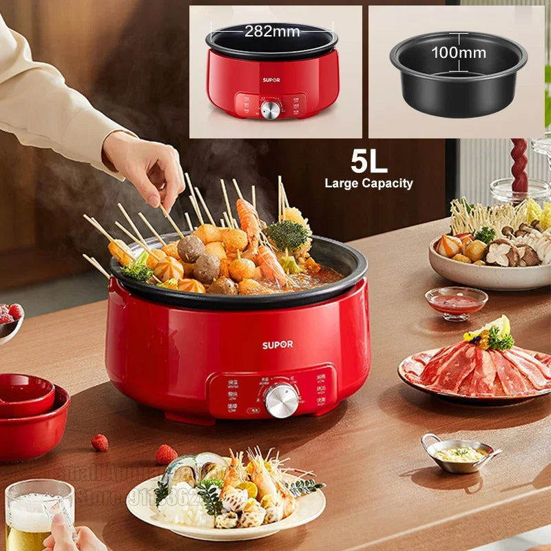 SUPOR 220V Multi Cookers Split Deep pot Electric Pot 1-5 People Household Non-stick Pan Hot Pot Rice Cooker Cooking Appliances