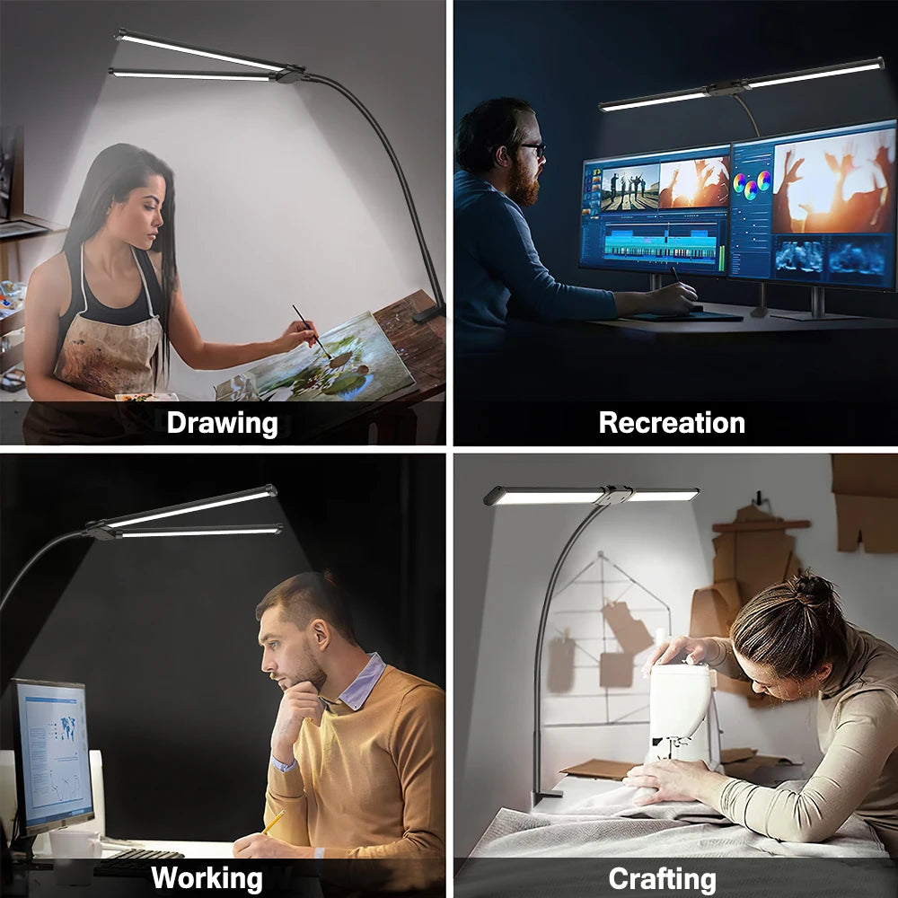 Double headed LED clip type remote control desk lamp reading lamp desktop desk lamp architectural desk lamp with 5 color modes a