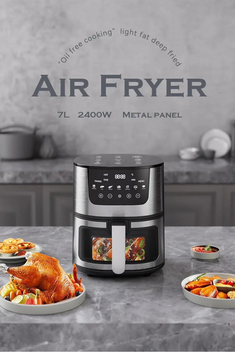Smart Air Fryer Electric visual window 7L Oil-free Air Fryer Automatic Household Kitchen 360°Baking Convection Oven Air Fryers