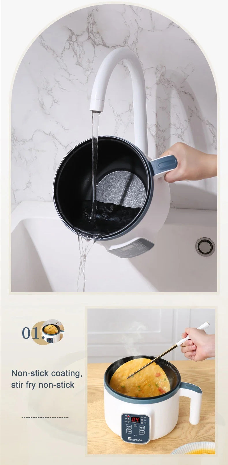 NEW Home Electric Rice Cooker Mini Multi Functional Cooking Pot 1.7L Smart Non Stick Pot 1-3 Person Kitchen Steaming Pot Hot Pot