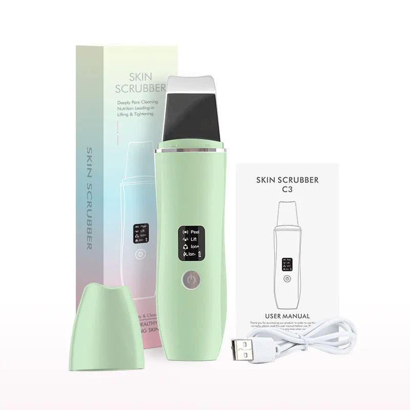 Ultrasonic Skin Scrubber Peeling Blackhead Remover Deep Face Cleaning Ultrasonic Ion Acne Pore Cleaner Facial Shovel Scrubber