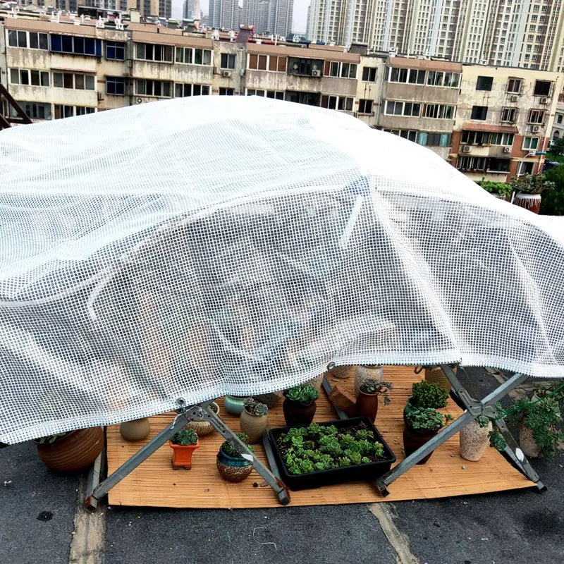 160 180GSM Silvery Edge Mesh Reinforce PE Rainproof Tarpaulin Garden Flower Plants Cover Car Tarpaulin Gazebo Vertical Screen