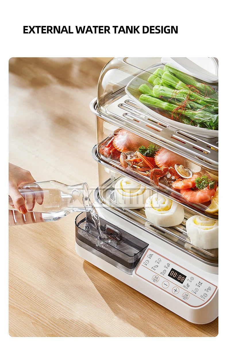 Three-layer Food Steamer Household Electric Steamer Multifunctional Large Capacity Breakfast Machine