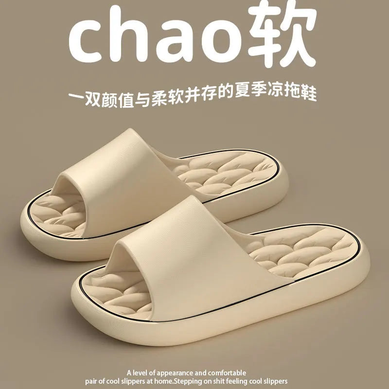 Women's slippers Non-slip leaky bathroom Slippers Casual men's slippers Deodorant beach shoes Soft soled couple flat sandals
