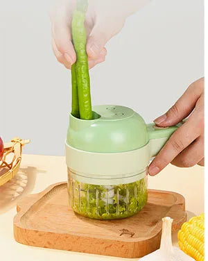 4 In 1 Vegetable Cutter Multifunctional Handheld Electric Wireless Chop Garlic Mash Minced Slice Onion Cutting Cooking Gadget