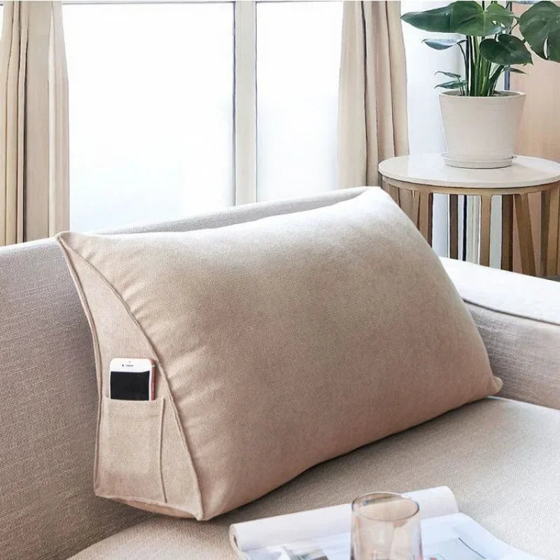 Headboard Backrest 70/60cm Wedge Reading Pillow Canvas Triangular Back Cushion Sitting Up Pillow Back Support for Sofa Bed