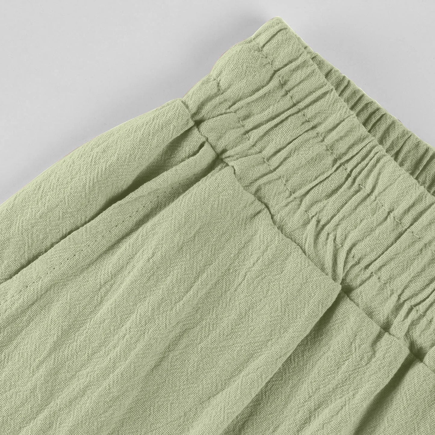 Womens Summer Elastic Waist Pocket Pocket Solid Color Cotton Linen Wide Leg Pants Loose Pants Pants for Women Women’s Pants