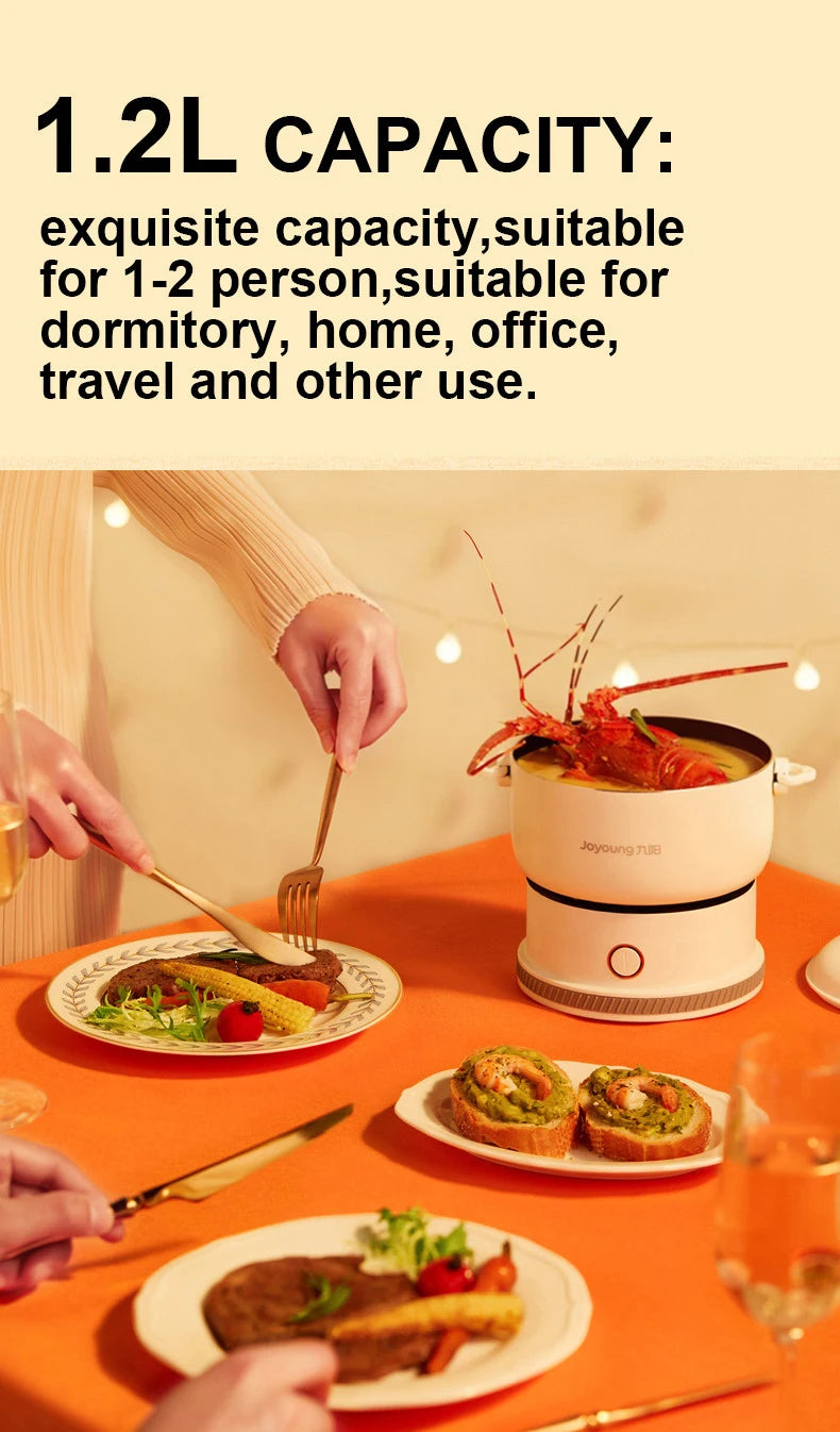 1.2L Mini Electric Cooker Portable Foldable Hot Pot Multicooker Split Type Pot for Dormitory Travel Cooking Noodle Fry Stew 220V