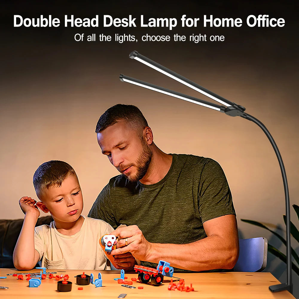 Double headed LED clip type remote control desk lamp reading lamp desktop desk lamp architectural desk lamp with 5 color modes a