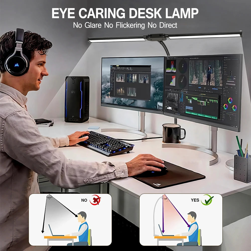 Double headed LED clip type remote control desk lamp reading lamp desktop desk lamp architectural desk lamp with 5 color modes a