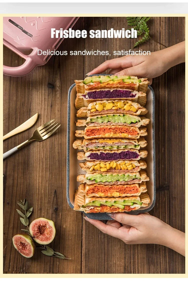 220V Electric Sandwich Maker Breakfast Machine Multi-baker Toaster Baking Waffle Maker Takoyaki Toast Pressure Toaster