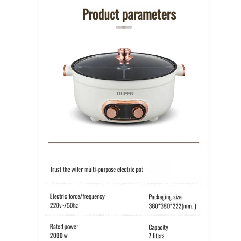 Electric Hot Home electric hot pot with separate controls Four-grid self-heating hot pot Split Mandarin Duck Pot Double-sex hot