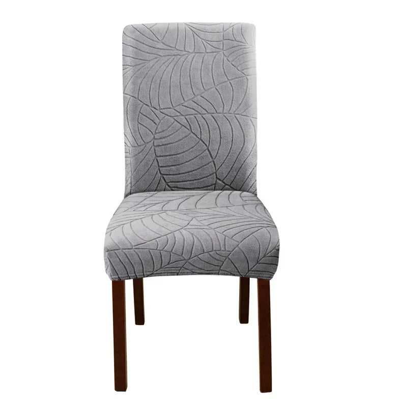 1/2/4/6pcs Jacquard Dining Chair Cover Pure Color All-inclusive Chair Slipcover with Skirt Elastic Durable Seat Protector Decor