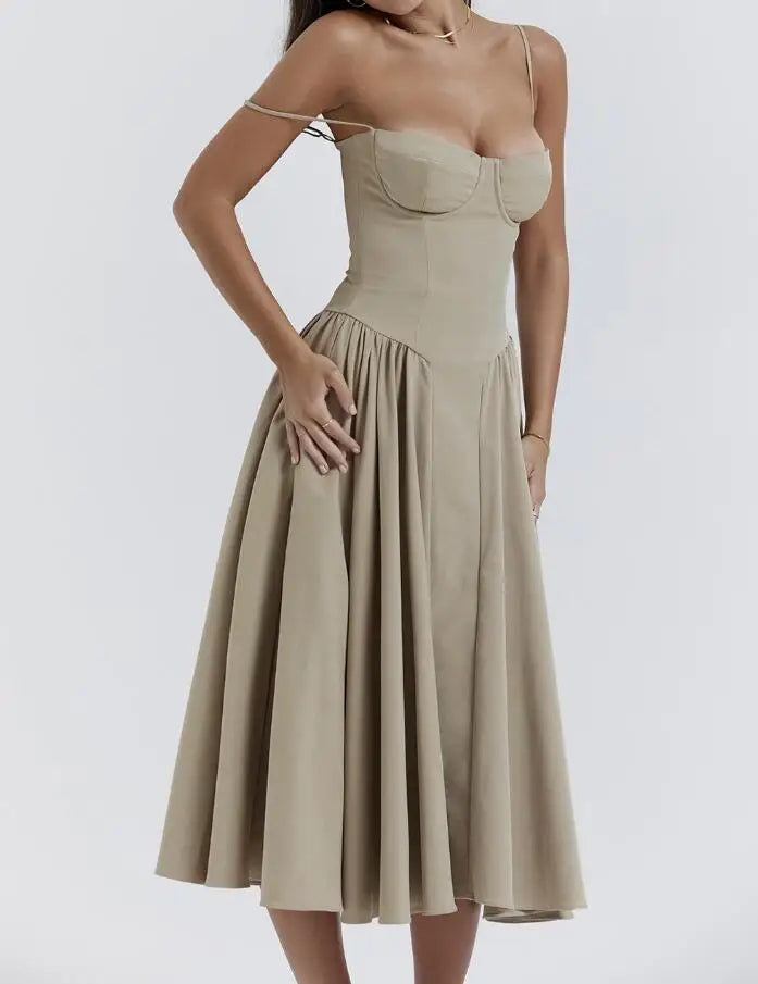 New Fashion Sexy Backless One Cut Collar Strap Solid Color Slim Fit Dress For Women,4 Colors