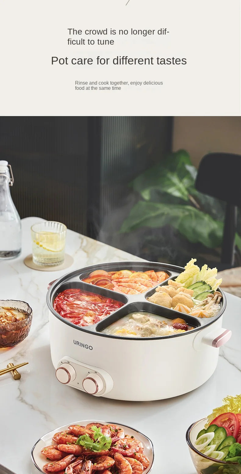 Colorful Mandarin Duck Electric Pot Four-Grid Multi functional Household 6-liter Capacity Integrated Hot Pot Electric Caldron