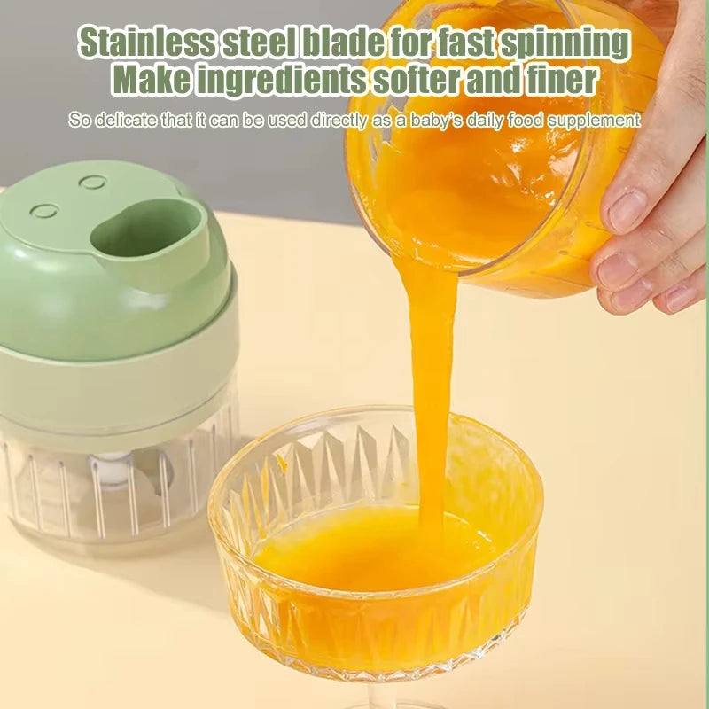 4 In 1 Vegetable Cutter Multifunctional Handheld Electric Wireless Chop Garlic Mash Minced Slice Onion Cutting Cooking Gadget